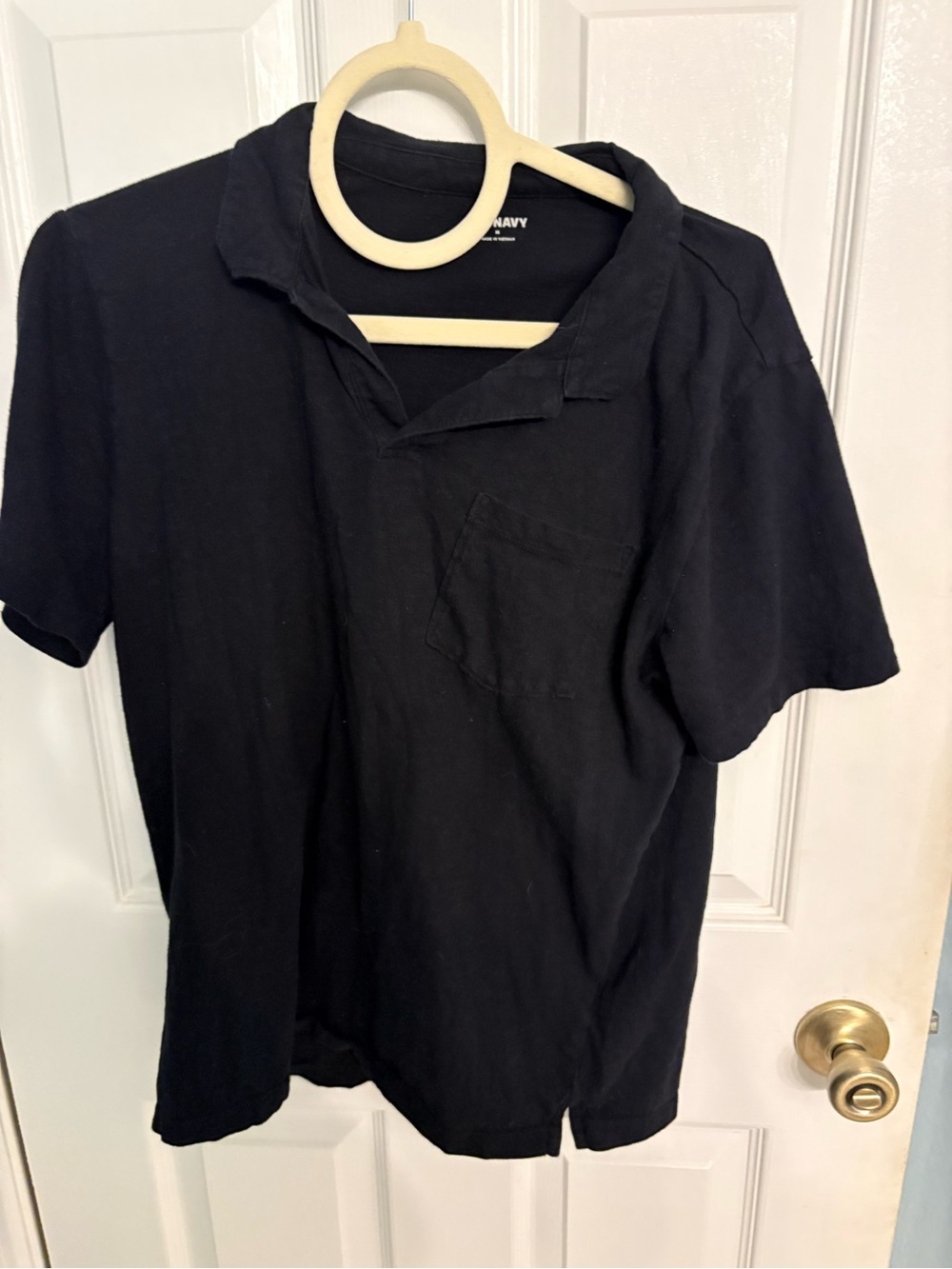 Old Navy Black Polo Shirt Men’s Medium Short Sleeve Cotton Blend